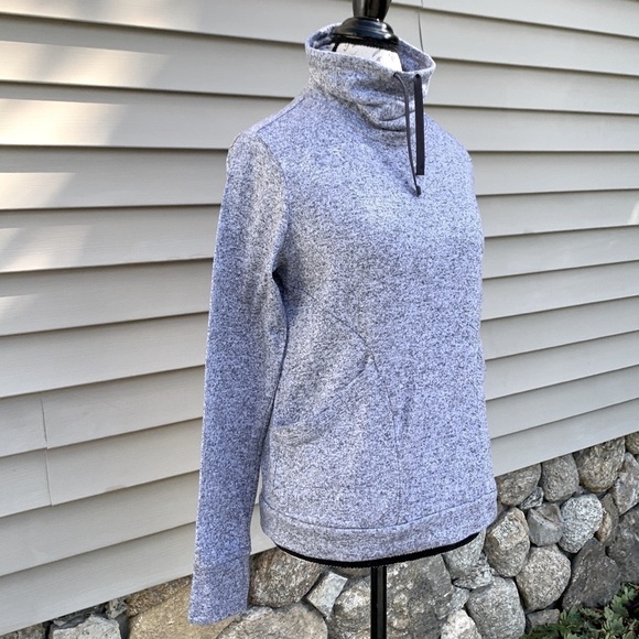 Old Navy Active Go-Dry Heathered Gray Mock Neck Sweater - Picture 2 of 13